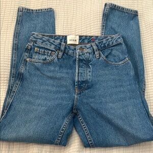 Sezane Women's Straight Leg Jeans in Blue Denim